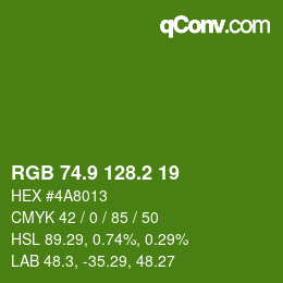 カラーコード: RGB 74.9 128.2 19 | qconv.com