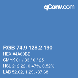 Color code: RGB 74.9 128.2 190 | qconv.com