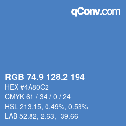 カラーコード: RGB 74.9 128.2 194 | qconv.com