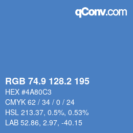 Color code: RGB 74.9 128.2 195 | qconv.com