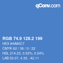 カラーコード: RGB 74.9 128.2 199 | qconv.com