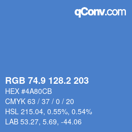 カラーコード: RGB 74.9 128.2 203 | qconv.com