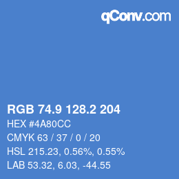 カラーコード: RGB 74.9 128.2 204 | qconv.com