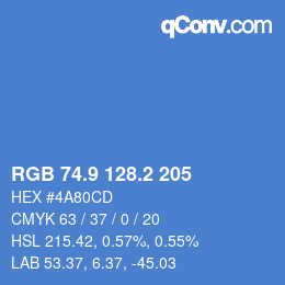 カラーコード: RGB 74.9 128.2 205 | qconv.com