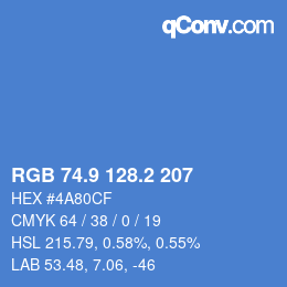 Color code: RGB 74.9 128.2 207 | qconv.com