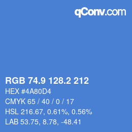 Color code: RGB 74.9 128.2 212 | qconv.com