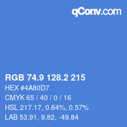 カラーコード: RGB 74.9 128.2 215 | qconv.com