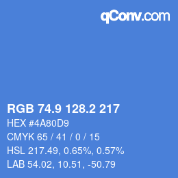 カラーコード: RGB 74.9 128.2 217 | qconv.com