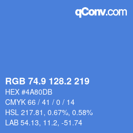 カラーコード: RGB 74.9 128.2 219 | qconv.com