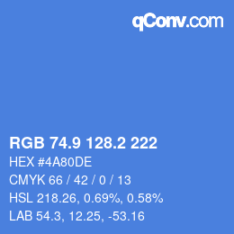 Color code: RGB 74.9 128.2 222 | qconv.com