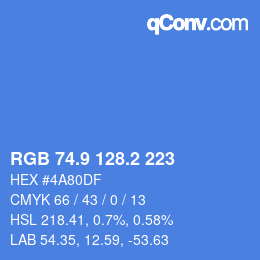 Color code: RGB 74.9 128.2 223 | qconv.com