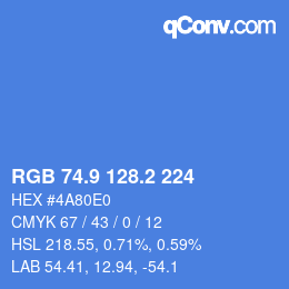 Color code: RGB 74.9 128.2 224 | qconv.com