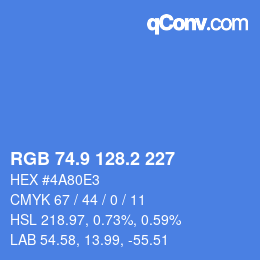 Color code: RGB 74.9 128.2 227 | qconv.com