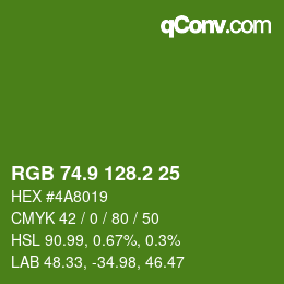 カラーコード: RGB 74.9 128.2 25 | qconv.com