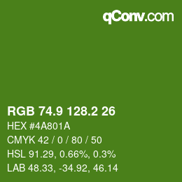 カラーコード: RGB 74.9 128.2 26 | qconv.com
