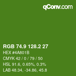 カラーコード: RGB 74.9 128.2 27 | qconv.com