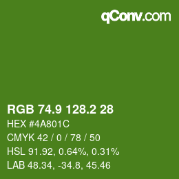 カラーコード: RGB 74.9 128.2 28 | qconv.com
