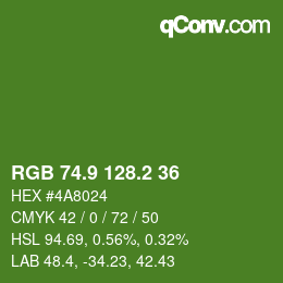 カラーコード: RGB 74.9 128.2 36 | qconv.com