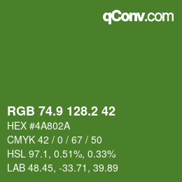 カラーコード: RGB 74.9 128.2 42 | qconv.com