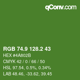 カラーコード: RGB 74.9 128.2 43 | qconv.com