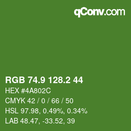 カラーコード: RGB 74.9 128.2 44 | qconv.com