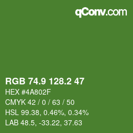 カラーコード: RGB 74.9 128.2 47 | qconv.com