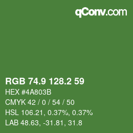 カラーコード: RGB 74.9 128.2 59 | qconv.com
