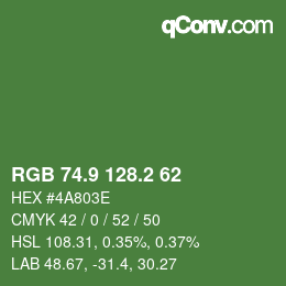 カラーコード: RGB 74.9 128.2 62 | qconv.com