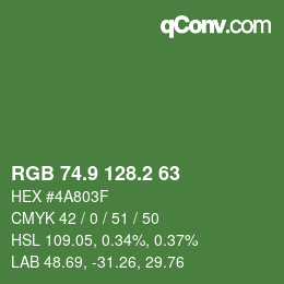 カラーコード: RGB 74.9 128.2 63 | qconv.com