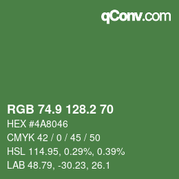 カラーコード: RGB 74.9 128.2 70 | qconv.com