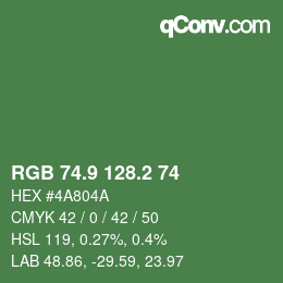 カラーコード: RGB 74.9 128.2 74 | qconv.com