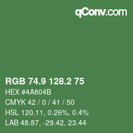 カラーコード: RGB 74.9 128.2 75 | qconv.com