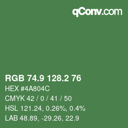 カラーコード: RGB 74.9 128.2 76 | qconv.com
