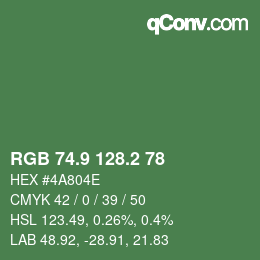 カラーコード: RGB 74.9 128.2 78 | qconv.com