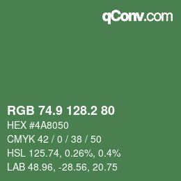 カラーコード: RGB 74.9 128.2 80 | qconv.com