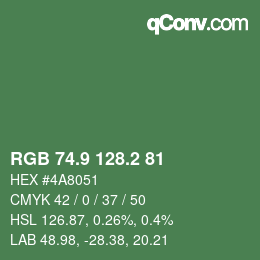 カラーコード: RGB 74.9 128.2 81 | qconv.com