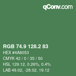 カラーコード: RGB 74.9 128.2 83 | qconv.com