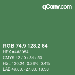 カラーコード: RGB 74.9 128.2 84 | qconv.com