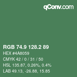 カラーコード: RGB 74.9 128.2 89 | qconv.com