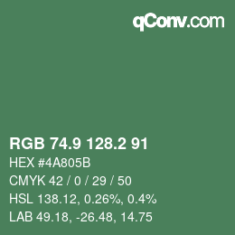 カラーコード: RGB 74.9 128.2 91 | qconv.com