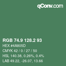 カラーコード: RGB 74.9 128.2 93 | qconv.com