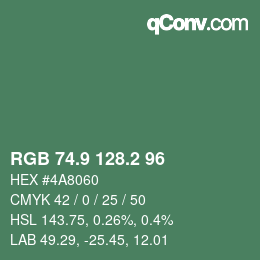 Color code: RGB 74.9 128.2 96 | qconv.com