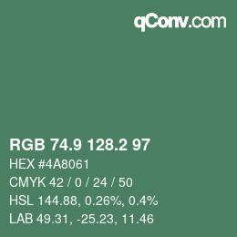 Color code: RGB 74.9 128.2 97 | qconv.com