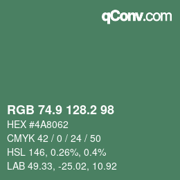 カラーコード: RGB 74.9 128.2 98 | qconv.com