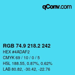 Color code: RGB 74.9 218.2 242 | qconv.com
