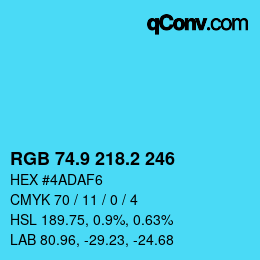 カラーコード: RGB 74.9 218.2 246 | qconv.com