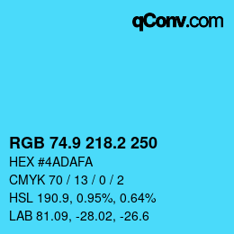 カラーコード: RGB 74.9 218.2 250 | qconv.com
