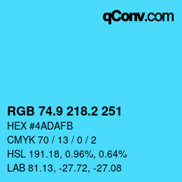 Color code: RGB 74.9 218.2 251 | qconv.com