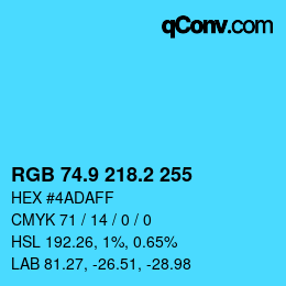 Color code: RGB 74.9 218.2 255 | qconv.com