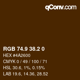 カラーコード: RGB 74.9 38.2 0 | qconv.com